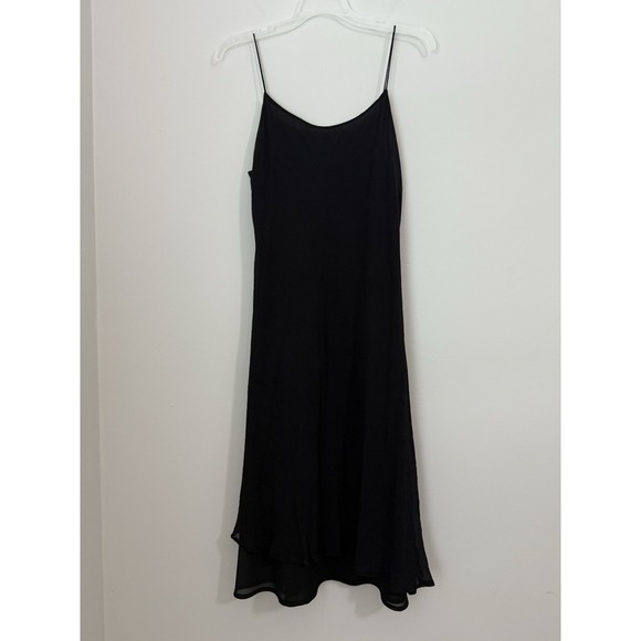 Spenser Jeremy 100% Silk Black Minimalist Sleeveless Midi Dress Size 12 90's Y2k - Picture 1 of 10